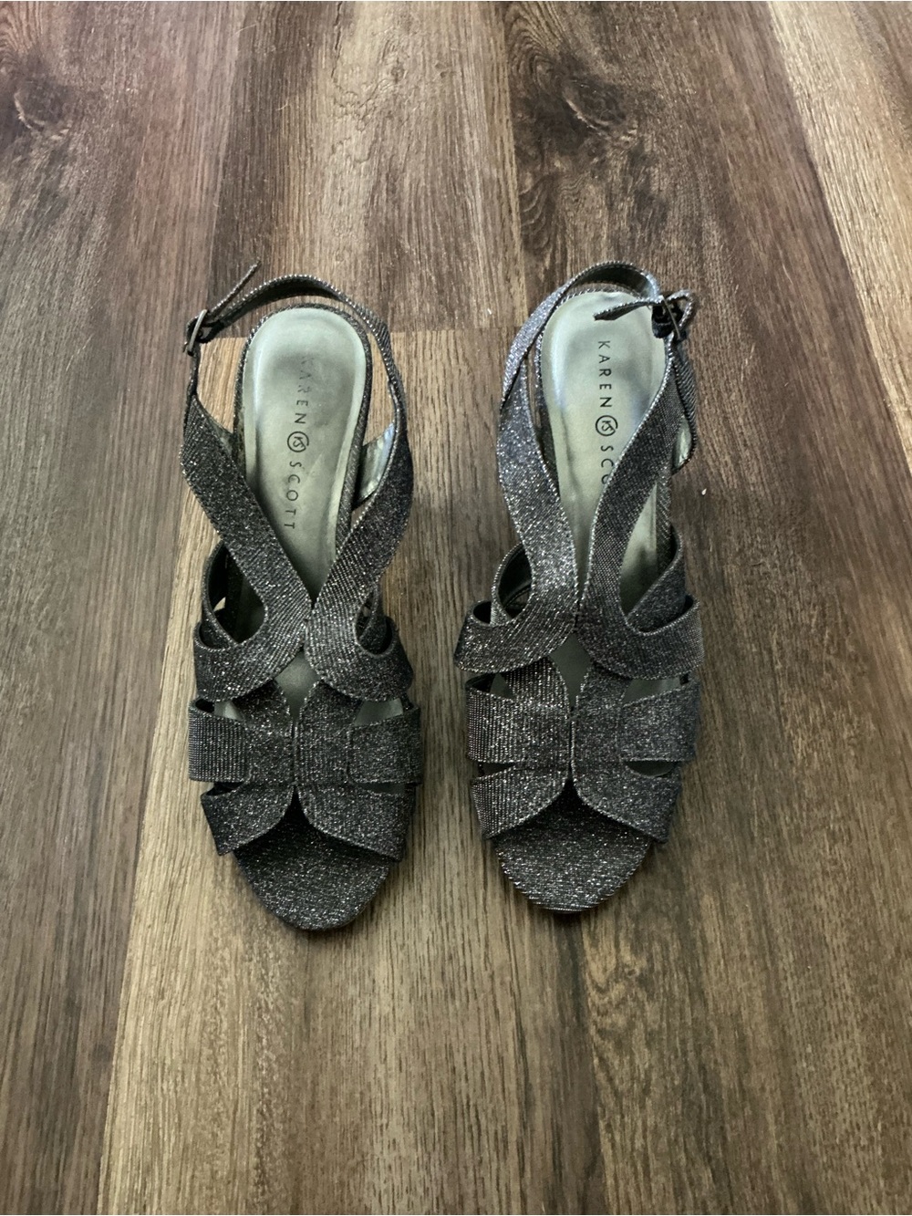 Karen Scott Black Glitter Slingback Heels